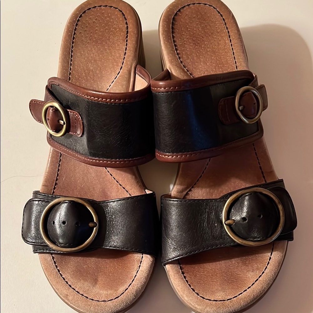 Dansko Black and Brown Women's Sandals